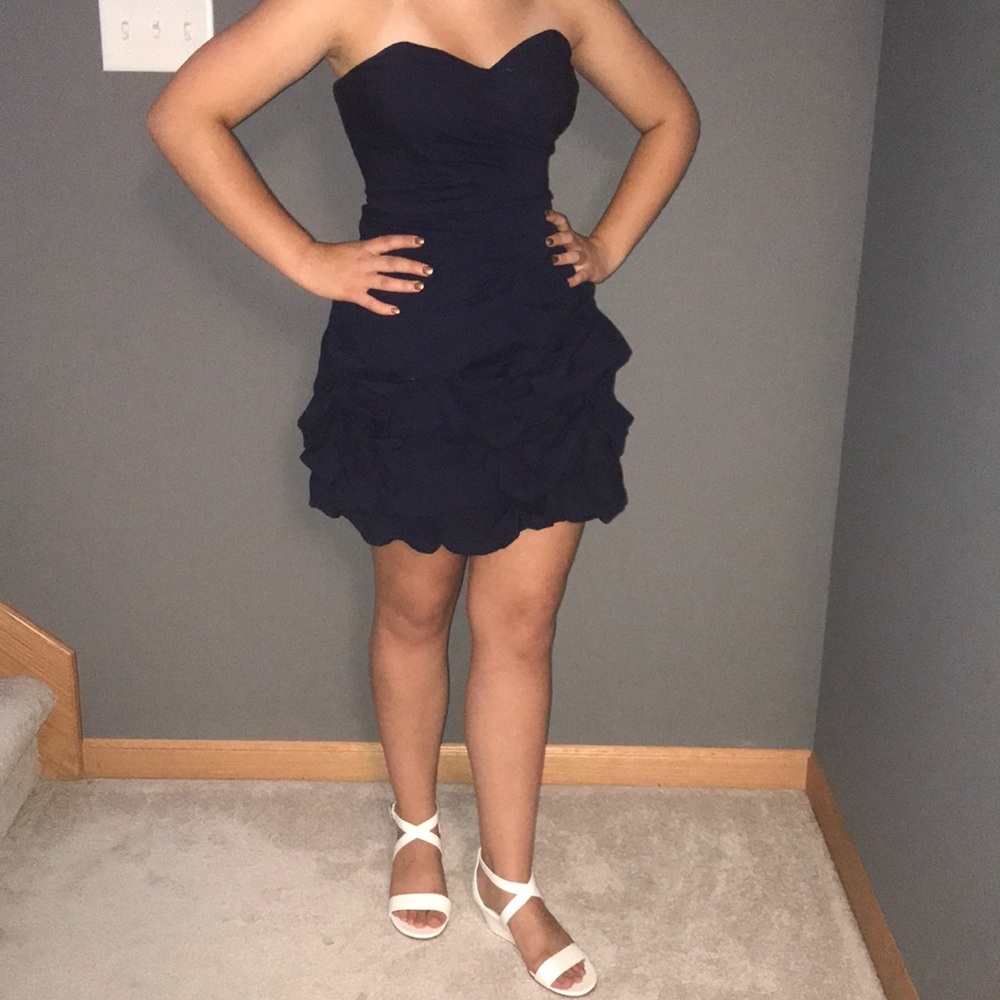 Navy Blue Strapless Dress